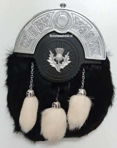 Budget Sporran Dress Zwart met witte tassels